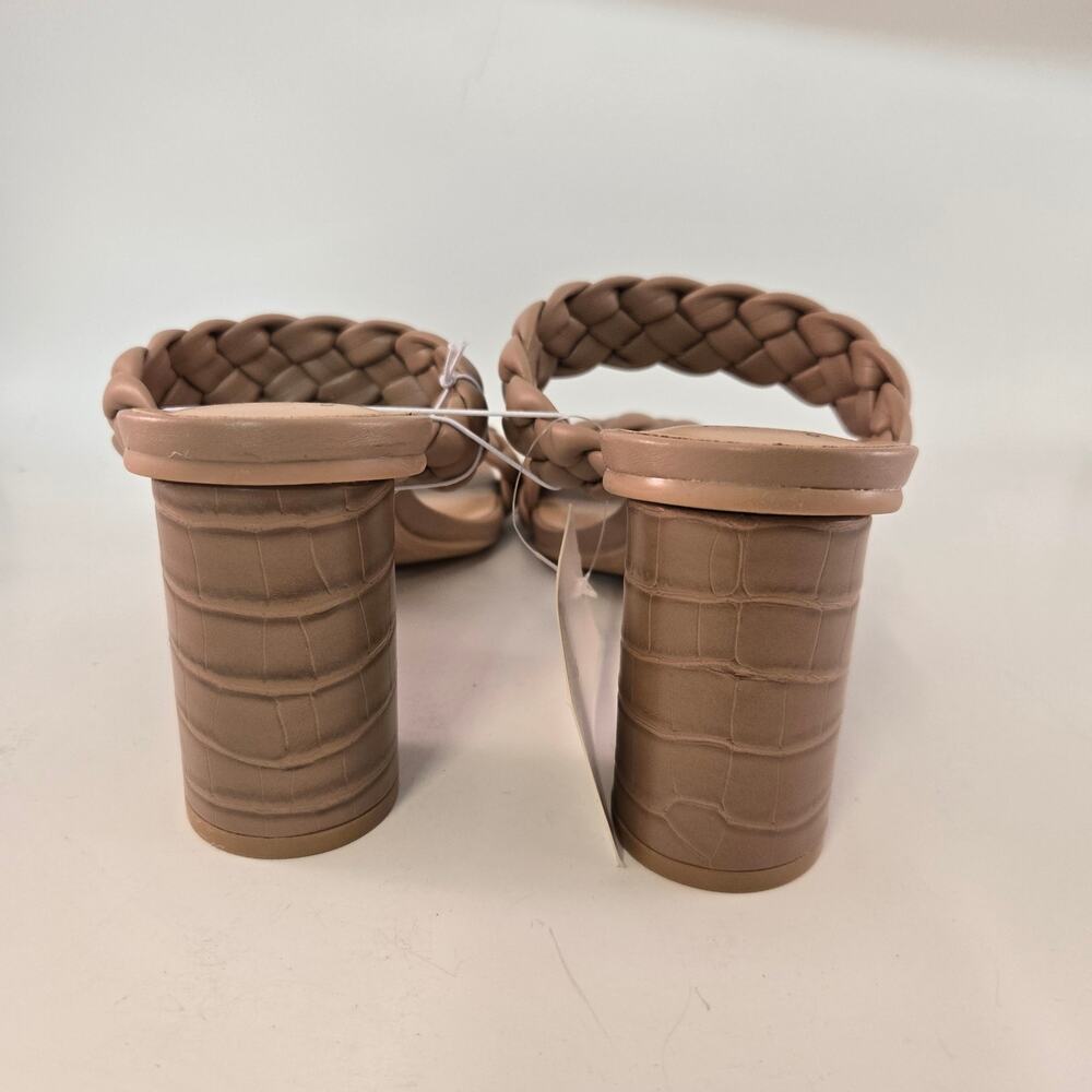 A New Day Basil Braided Mule Sandals Block Heel Straps Beige Tan New Size 10 - Picture 5 of 11